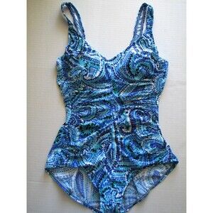 MAXINE One Piece Shirred Minimizer Modest Swim Bathing Suit Rockabilly Retro 16